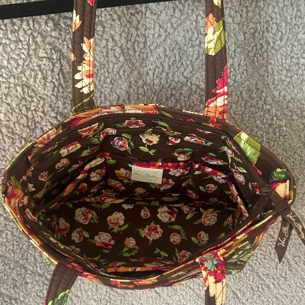 Vera Bradley Quilted Floral Tote - Brown and Pink - Picture 3 of 4